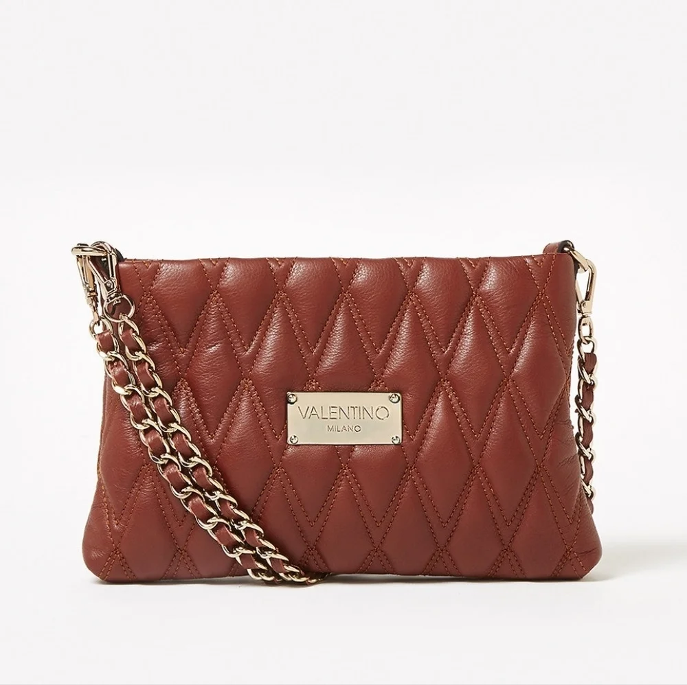 Valentino Vanille Red Quilted Chain Shoulder Bag